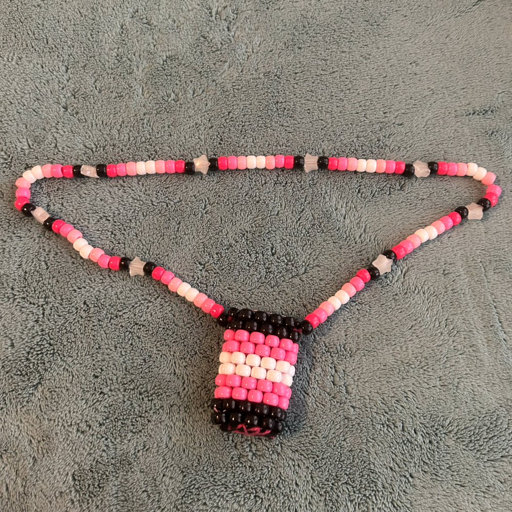 Pink and Black Kandi Necklace Lighter Holder